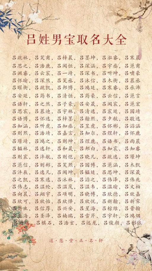 吕姓男宝宝起名两个字大全 吕姓男孩四字起名大全