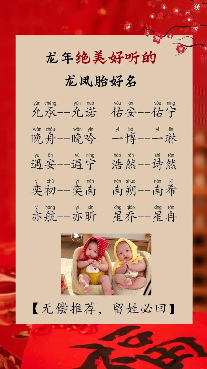 龙凤胎孙宝宝取名男孩 龙凤胎男孩名字简单