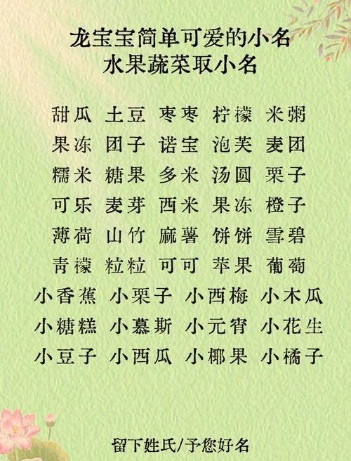 水果蔬菜给宝宝起名 宝宝食物起名大全