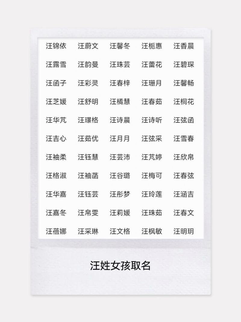 汪姓兔宝宝起名 汪姓起名大全集