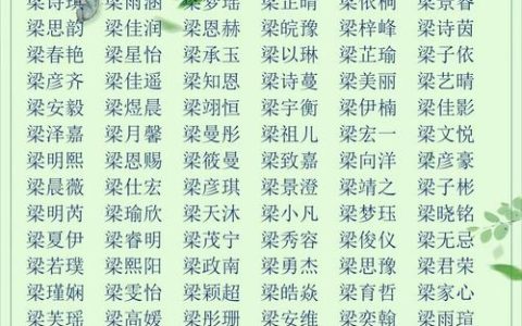 梁字男宝宝起名大全 姓梁男宝宝取名大全