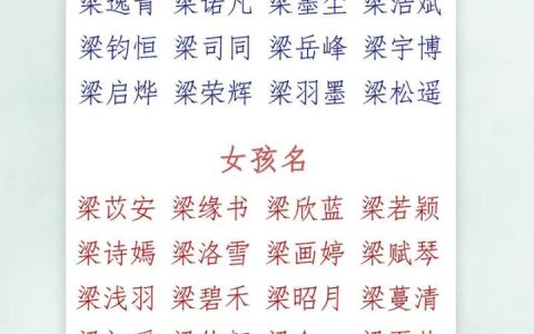 梁姓宝宝取名猪年 缺水取名最旺女孩名梁姓